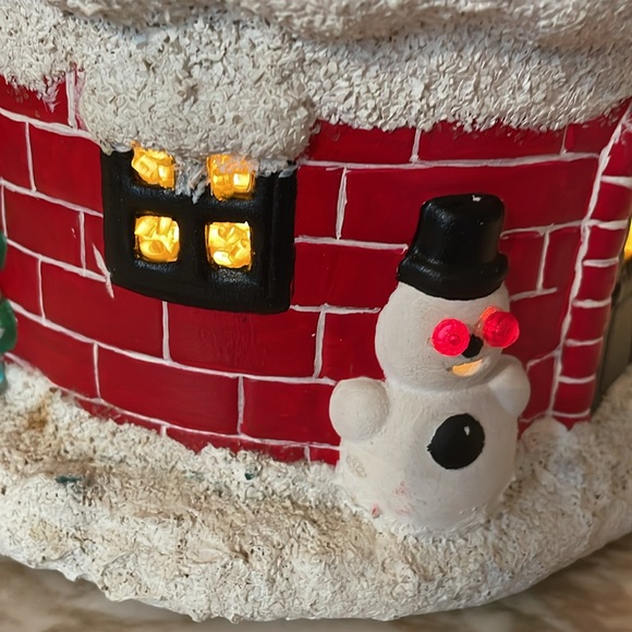 VTG 60’s Ceramic Christmas Table Light Project Piece Santa Snowman Round House - Picture 8 of 12